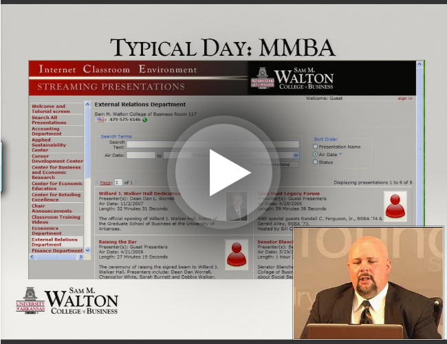 A Day in the Life: Mediasite at the University of Arkansas Sam M. Walton College of Business